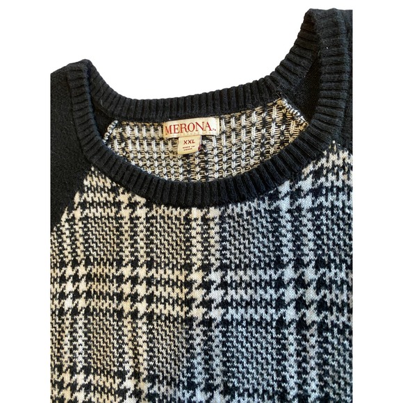 Merona Houndstooth Sweater Grunge 90’s Emo Alternative Punk Black and White 1X - Picture 6 of 6